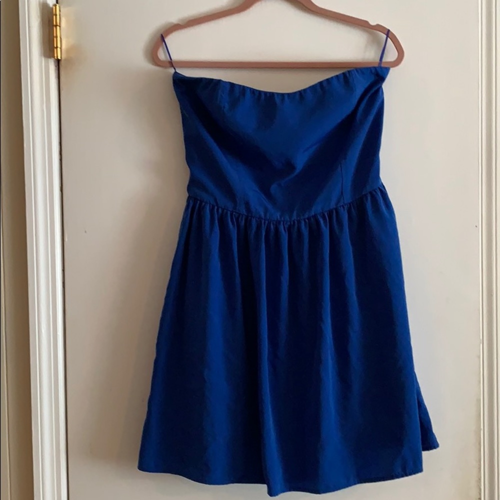 Strapless royal blue dress